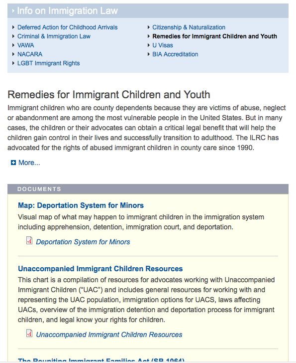 ILRC - Immigrant Children resources
