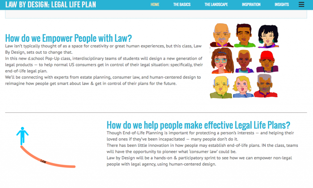 Program for Legal Tech and Design - Law by design dschool class page