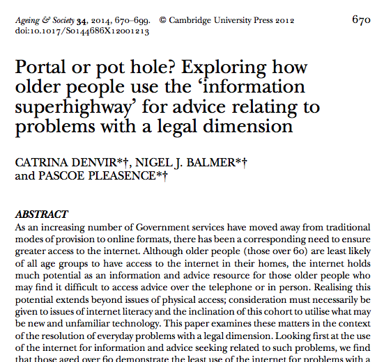 Legal Tech Design - Portal or pot hole - how older people use the internet