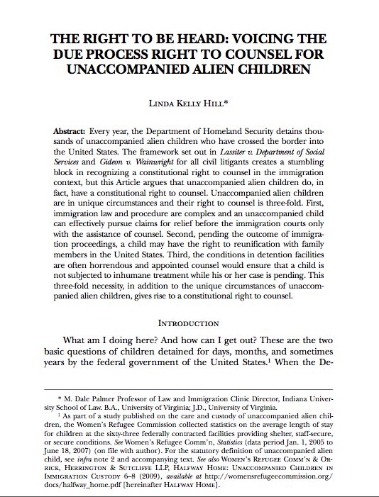 Due Process Right to Counsel for Unaccompanied Alien Children