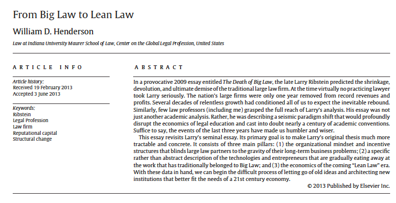 From Big Law to Lean Law