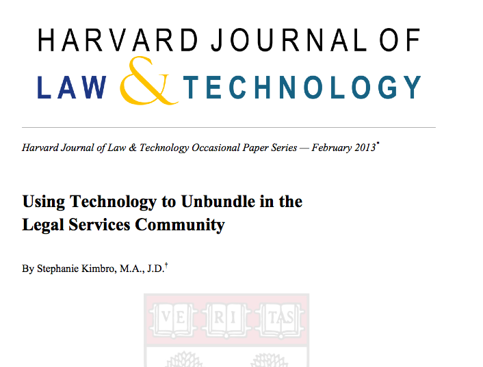 Kimbro - Using Technology to Unbundle in the Legal Services Community