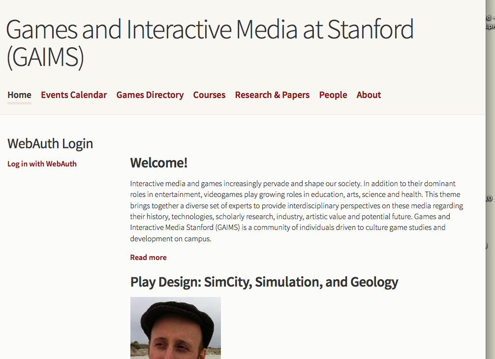 GAIMS games and interactive media at Stanford